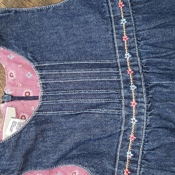 Oshkosh B'Gosh Denim Jumpsuit with Pink Floral Corduroy Lining, Size 12 Months - Picture 5 of 6